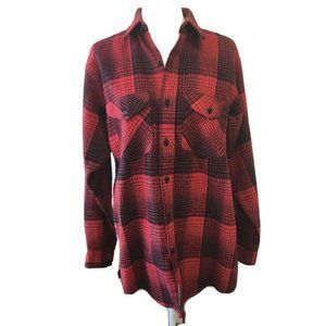 OshKosh Heavy Red Flannel Button Shirt Mens Medium Buffalo Plaid Lumberjack